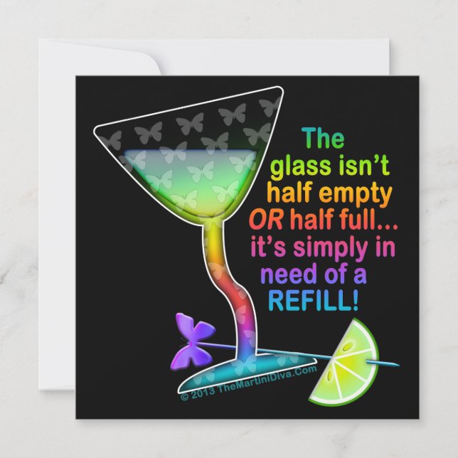 COCKTAIL PARTY INVITATIONS - GLASS HALF FULL (Front)