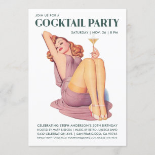 Cocktail Party Invitations   Vintage Pin-up Girl