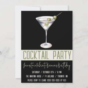 Cocktail Party, Martini, Drinks, Birthday Party Invitation