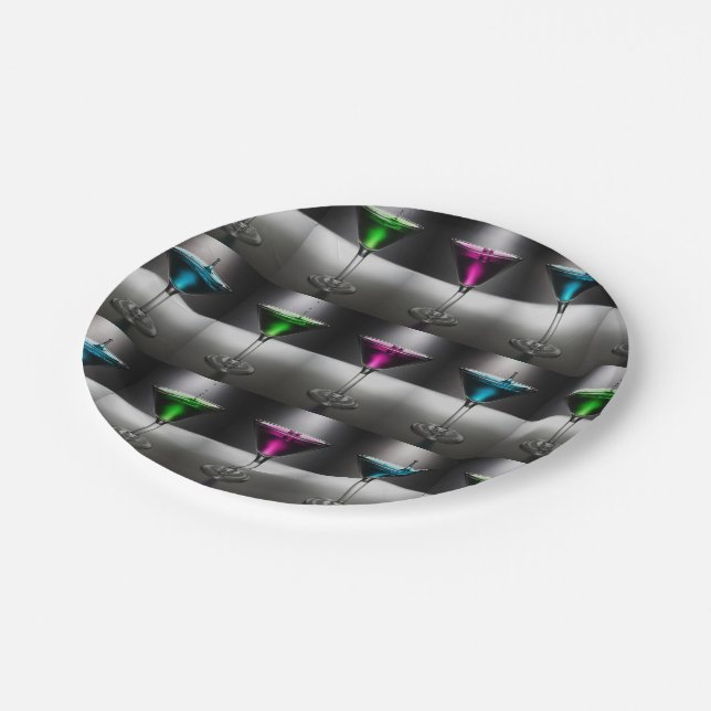 Cocktail Party Martini Party Paper Plates (Angled)