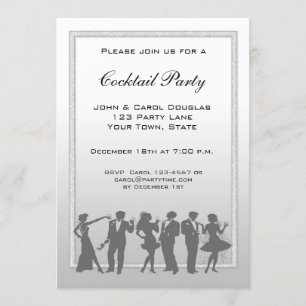 Cocktail Party, People Silhouette Invitation