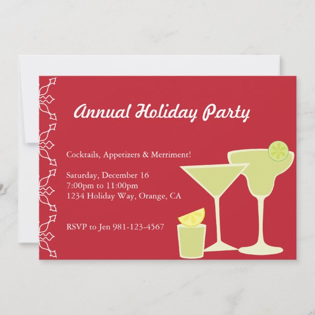 Cocktail Party Red Invitation (Front)