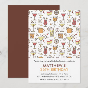 Cocktail Pattern 26th birthday invitations Modern