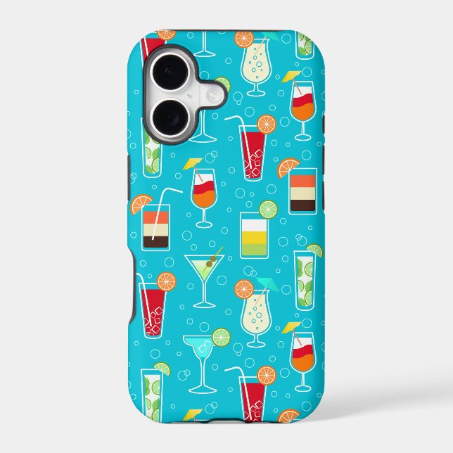 Cocktail Pattern on Teal Background (Back)