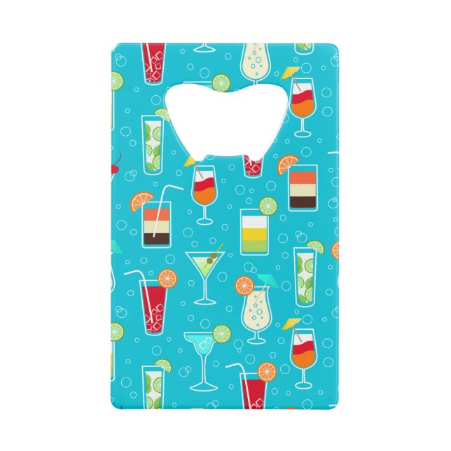 Cocktail Pattern on Teal Background (Front)