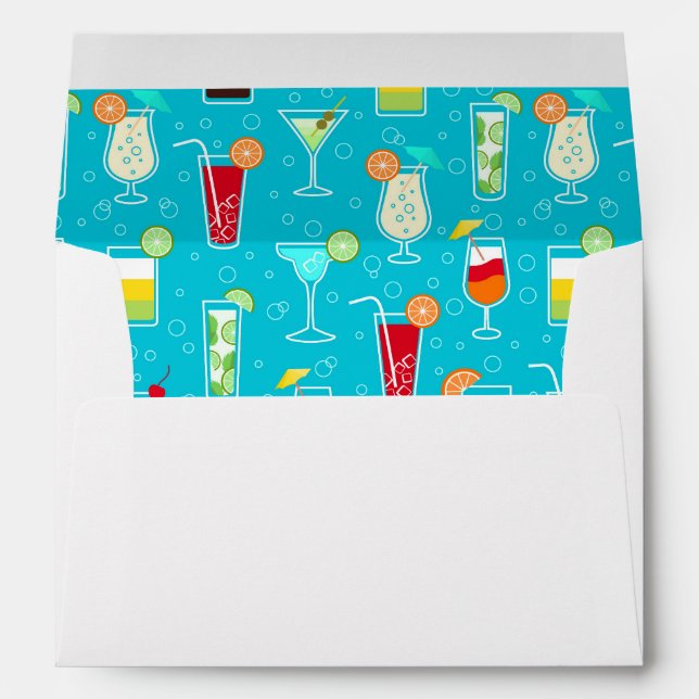 Cocktail Pattern on Teal Background Envelopes (Back (Bottom))