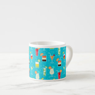 Cocktail Pattern on Teal Background Espresso Cup