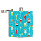 Cocktail Pattern on Teal Background