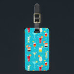 Cocktail Pattern on Teal Background Luggage Tag<br><div class="desc">Seamless pattern background with alcohol cocktail drinks of martini margarita tequila vodka vector illustration © and ® Bigstock® - All Rights Reserved.</div>