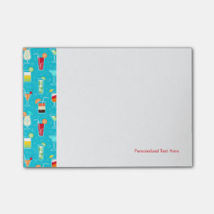 Cocktail Pattern on Teal Background Post-it Notes