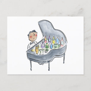 Cocktail Pianist Postcard
