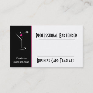 Cocktail Pink Martini Logo Bartender Business Card
