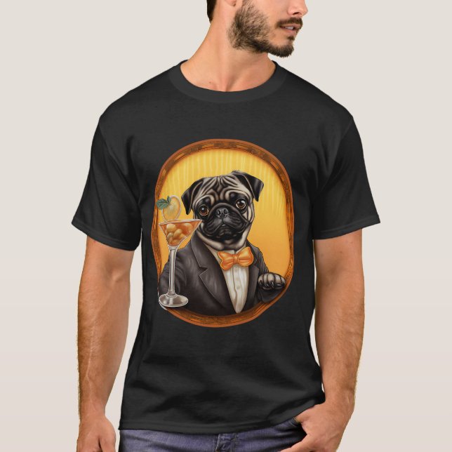 Cocktail Pug T-Shirt (Front)