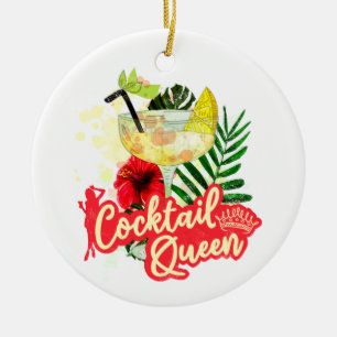 Cocktail Queen Vintage Hen Bachelorette Party Ceramic Tree Decoration