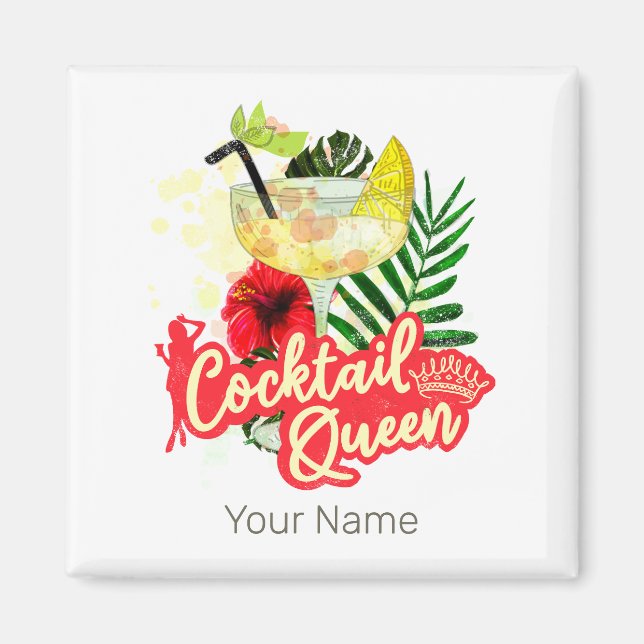 Cocktail Queen Vintage Hen Bachelorette Party Magnet (Front)