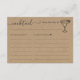 Cocktail Recipe Card for the Bar - Kraft