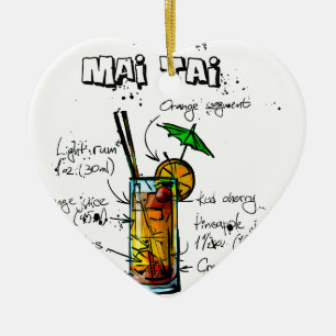 Cocktail Recipe Mai Tai Ceramic Tree Decoration