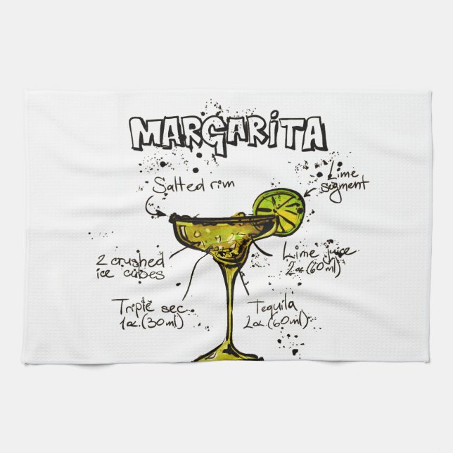 Cocktail Recipe Margarita Tea Towel (Horizontal)