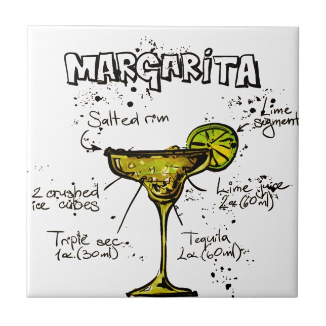 Cocktail Recipe Margarita Tile (Front)