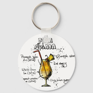 Cocktail Recipe Pina Colada Key Ring