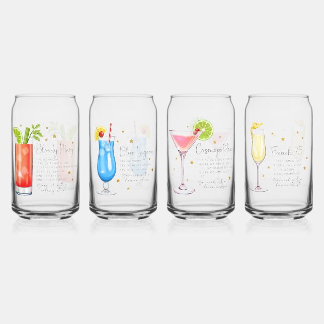 Cocktail Recipe Set 1 Can Glass (Front)