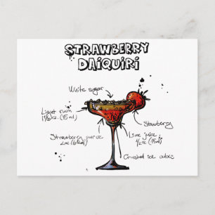 Cocktail Recipe Strawbeery Daiquiri Postcard