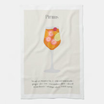 Cocktail recipe tea towel, Pimms Cup Illustration