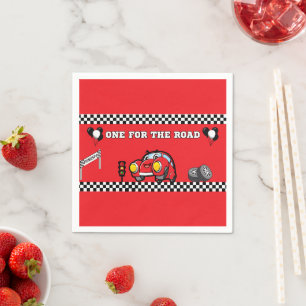 COCKTAIL RED RACE CAR BOYS 1ST BIRTHDAY NAPKIN