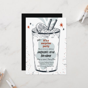 Cocktail retro drink themed 25th surprise Birthday Invitation