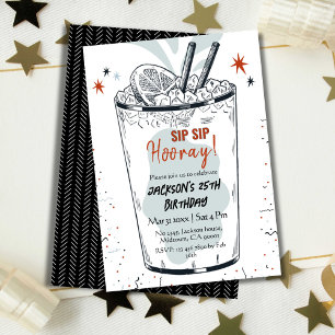 Cocktail retro drink themed stylish 25th Birthday Invitation