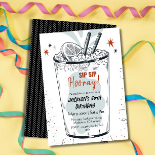 Cocktail retro drink themed stylish 50th Birthday  Invitation