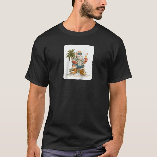 Cocktail Santa Claus for Vacation and Festive Seas T-Shirt (Front)