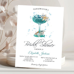Cocktail Seashells Summer Bridal Shower Invitation