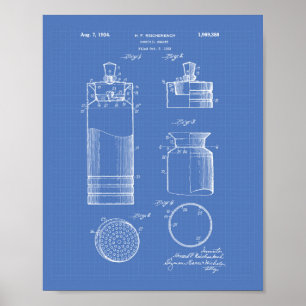 Cocktail Shaker 1934 Patent Art Blueprint Poster