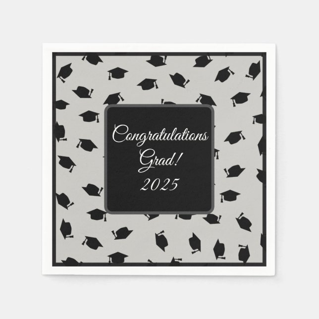 Cocktail Size-Graduation Cap Napkins (Front)
