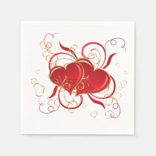 Cocktail Size Paper Napkins-Valentine Hearts Napkin