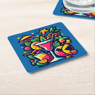 Cocktail  square paper coaster
