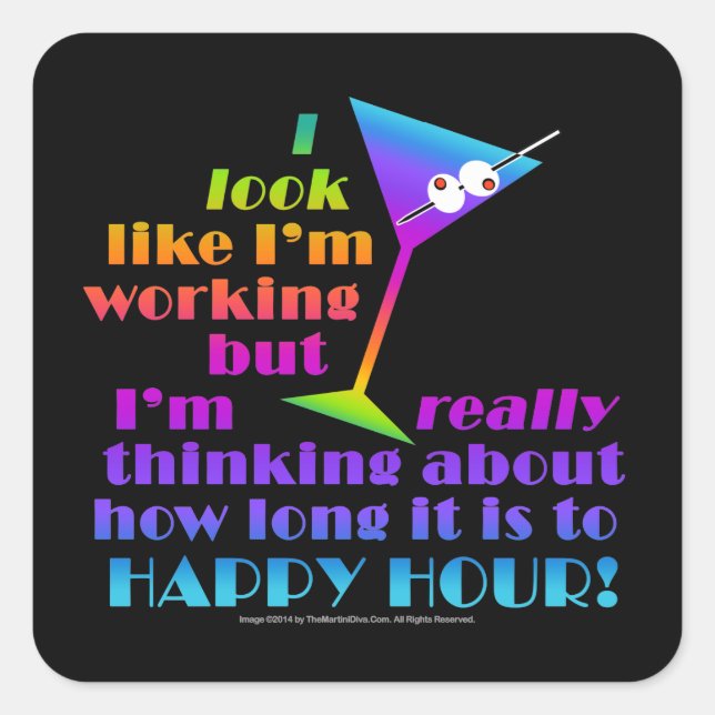 Cocktail Stickers - How Long to Happy Hour (Front)