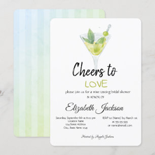 Cocktail Summer Striped Bridal Shower  Invitation