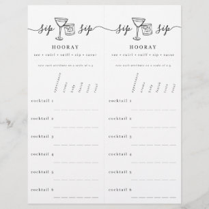 Cocktail Tasting Rating Scorecard Custom Letterhead
