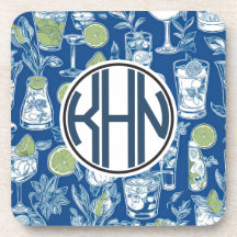 Cocktail toile monogrammed coasters