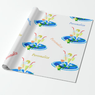 Cocktail Tray & Cocktail Drinks Personalise Wrapping Paper