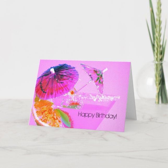 Cocktail umbrellas happy birthday card (Front)