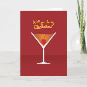Cocktail Valentine: Will you be my MANhattan? Holiday Card