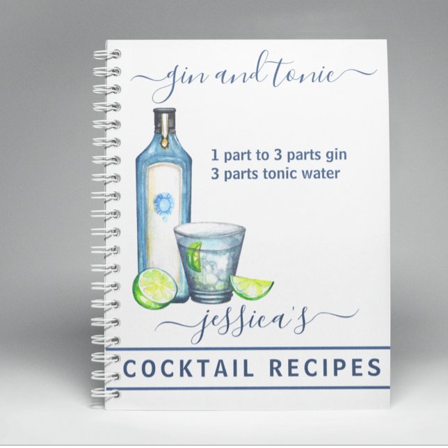 Cocktail Watercolor Recipe Mixed Drinks Gin Notebook (Creator Uploaded)