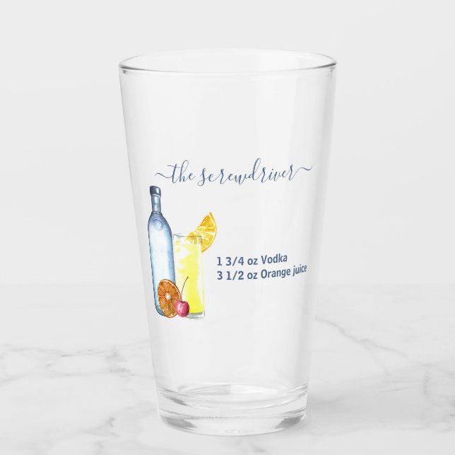 Cocktail Watercolor Recipe Mixed Drinks Vodka  Glass (Front)