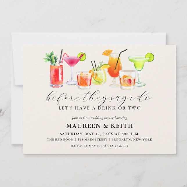 Cocktail Wedding Shower | Engagement Party Invitation (Front)