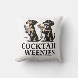 Cocktail Weenies Funny Dachshund Wiener Dog Cushion