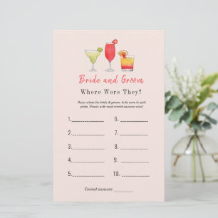 Cocktail "Where were they" Bridal shower game