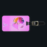 Cocktail with colourful umbrellas luggage tag<br><div class="desc">Cocktail with colourful umbrellas on purple background travel luggage tag</div>